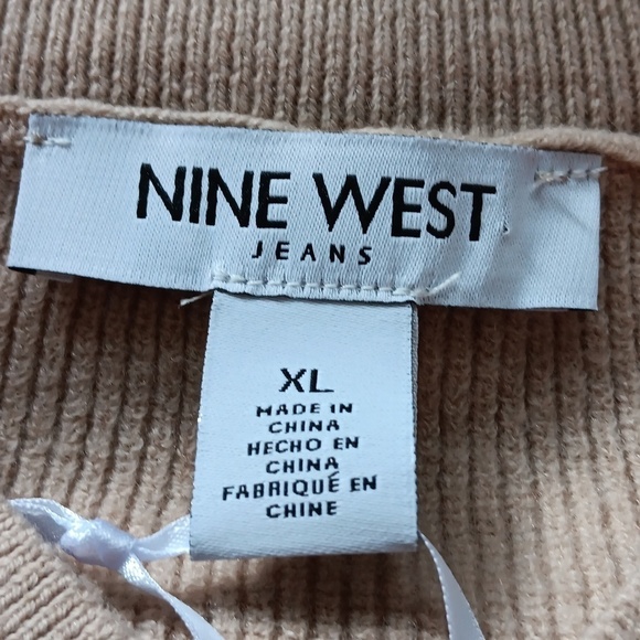 NWT NINE WEST V NECK SWEATER WOMENS XL TAN - Picture 6 of 7